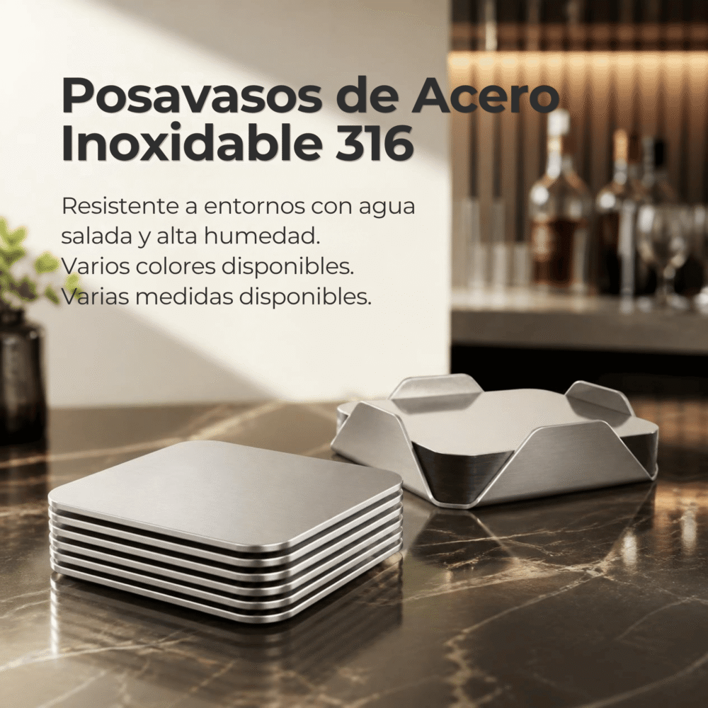 posavasos de acero inoxidable cuadrados